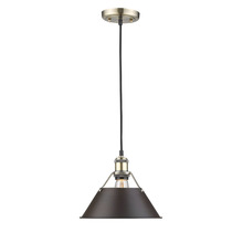  3306-M AB-RBZ - Orwell AB Medium Pendant - 10" in Aged Brass with Rubbed Bronze shade